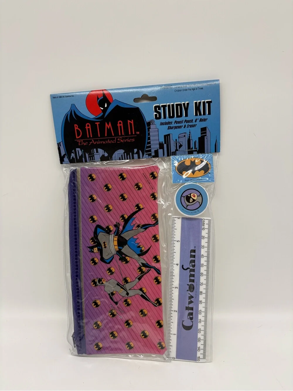 Catwoman vintage school kit Pencil Case, Ruler Batman the Animated Series